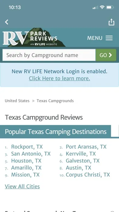 Tangkapan skrin RV Park and Campground Reviews