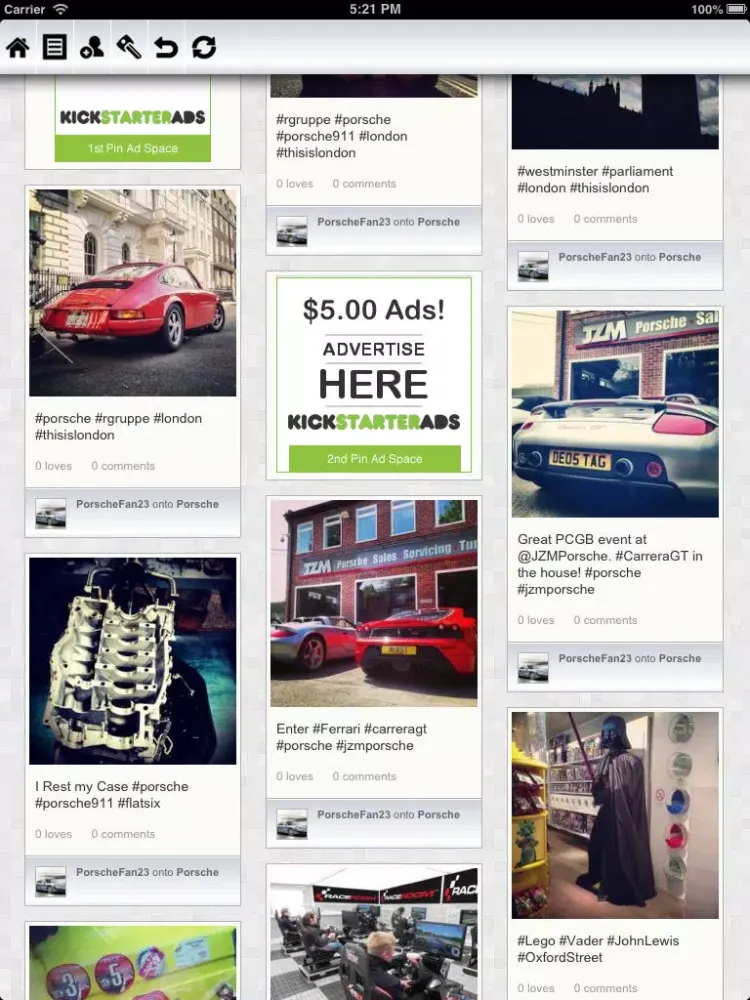 Zrzuty ekranu IamPorsche iPad 