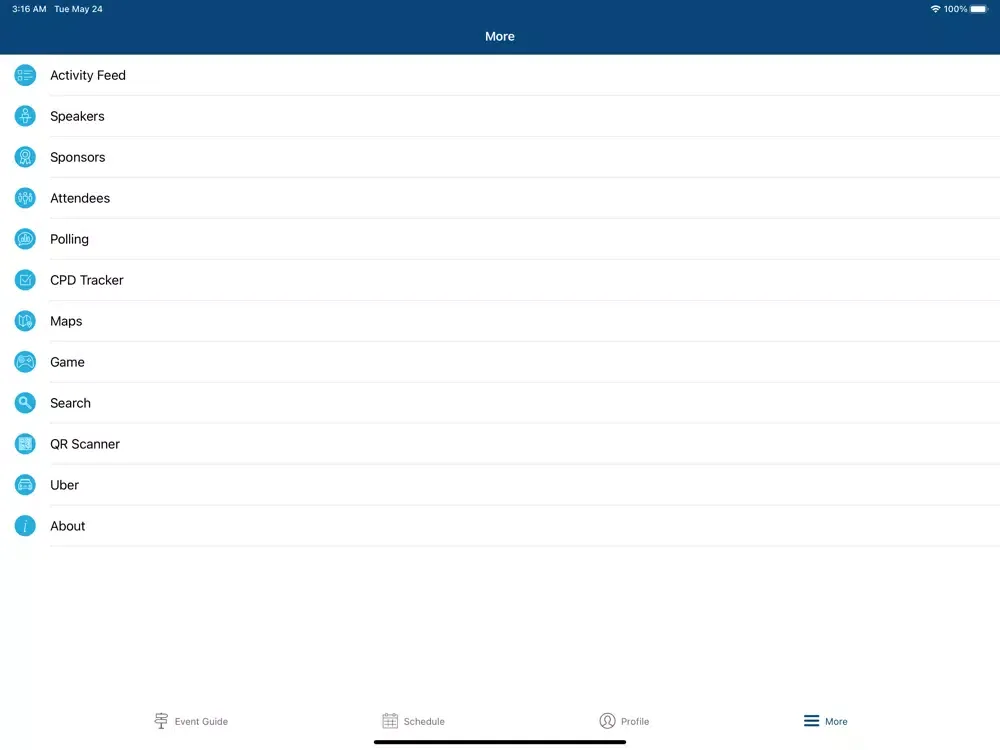 Zrzuty ekranu SOA Events iPad 