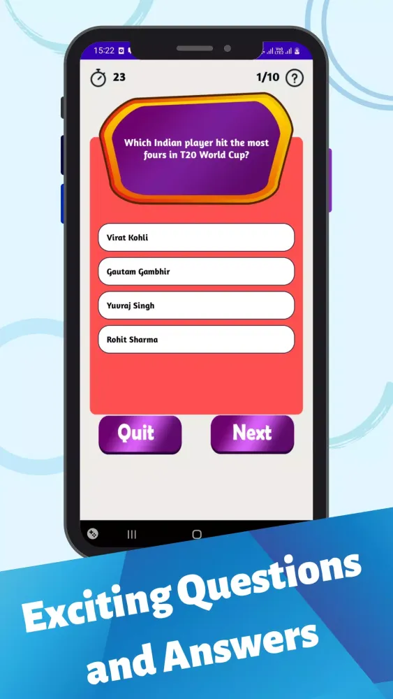 Screenshot di Cricket Quiz Game