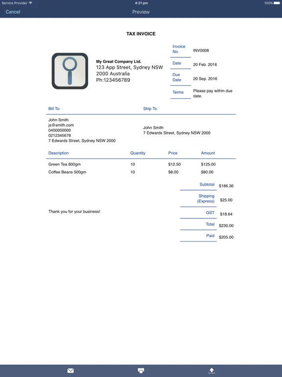 Invoice Professional 3 iPad 應用截圖