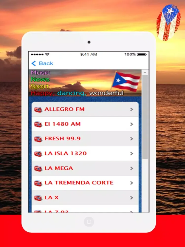 Capturas de tela do Puerto Rico Radio Music iPad 