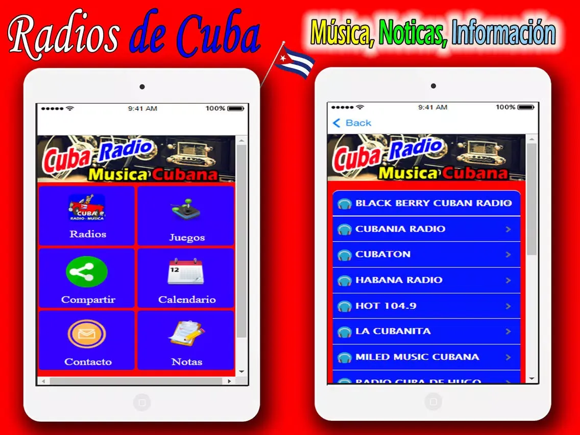 Tangkapan skrin Radios de Cuba iPad 