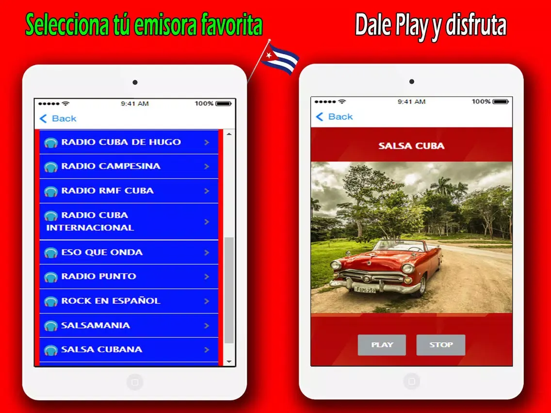 Tangkapan skrin Radios de Cuba iPad 