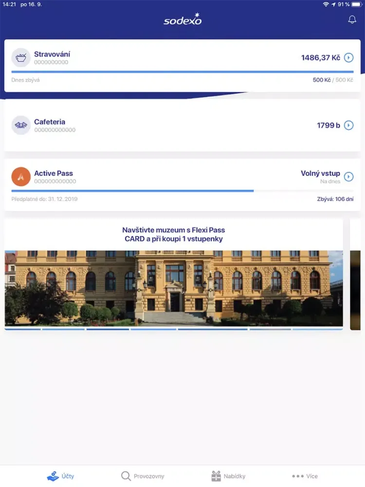 Sodexo Osobní účet iPad  سکرین شاٹس