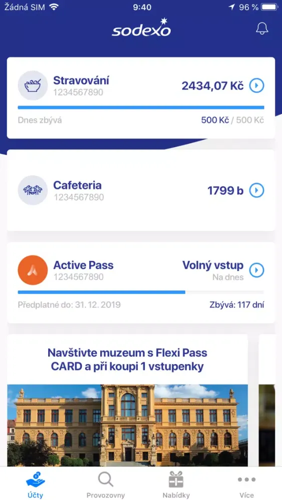 Sodexo Osobní účet سکرین شاٹس