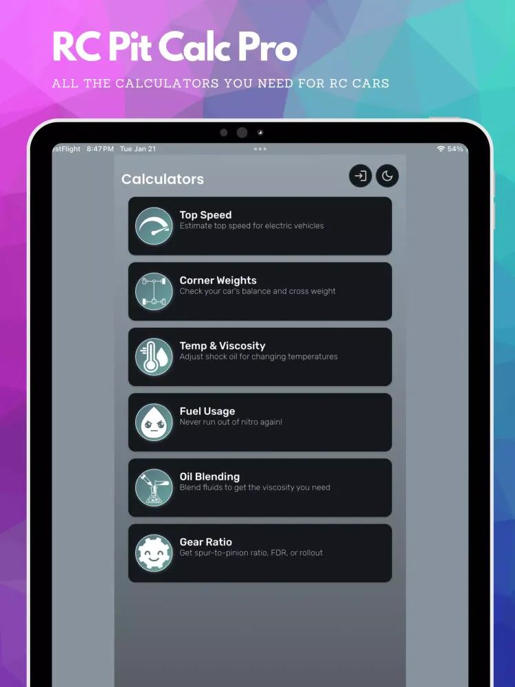 RC Pit Calc Pro Screenshots