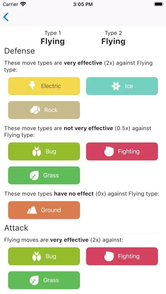 Poke Type Advantage Lookup Screenshots