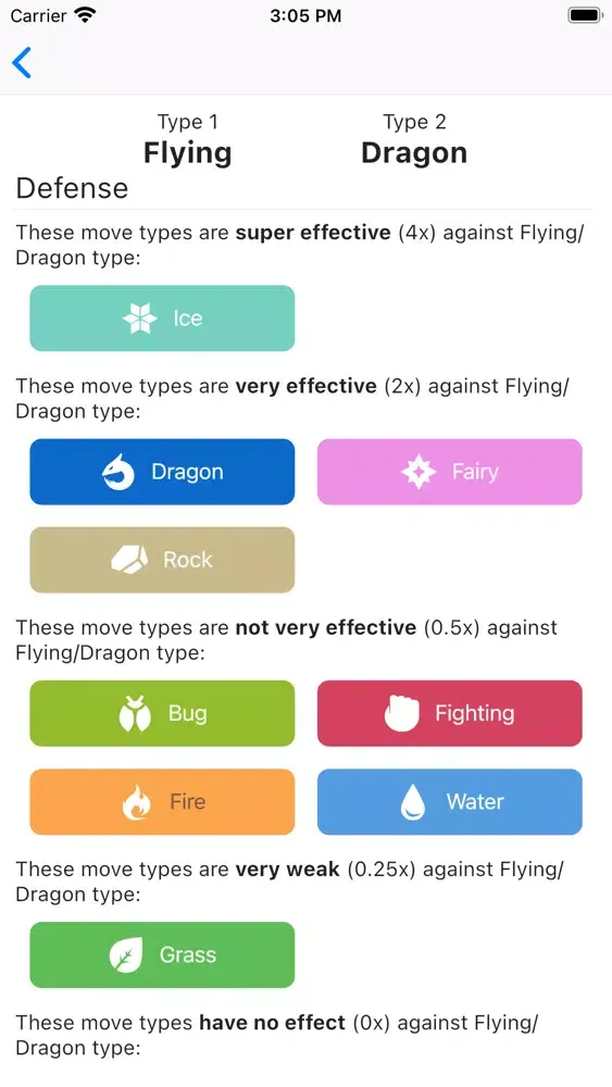 Poke Type Advantage Lookup Screenshots