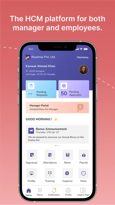 Tangkapan skrin HARMONY HCM Solution