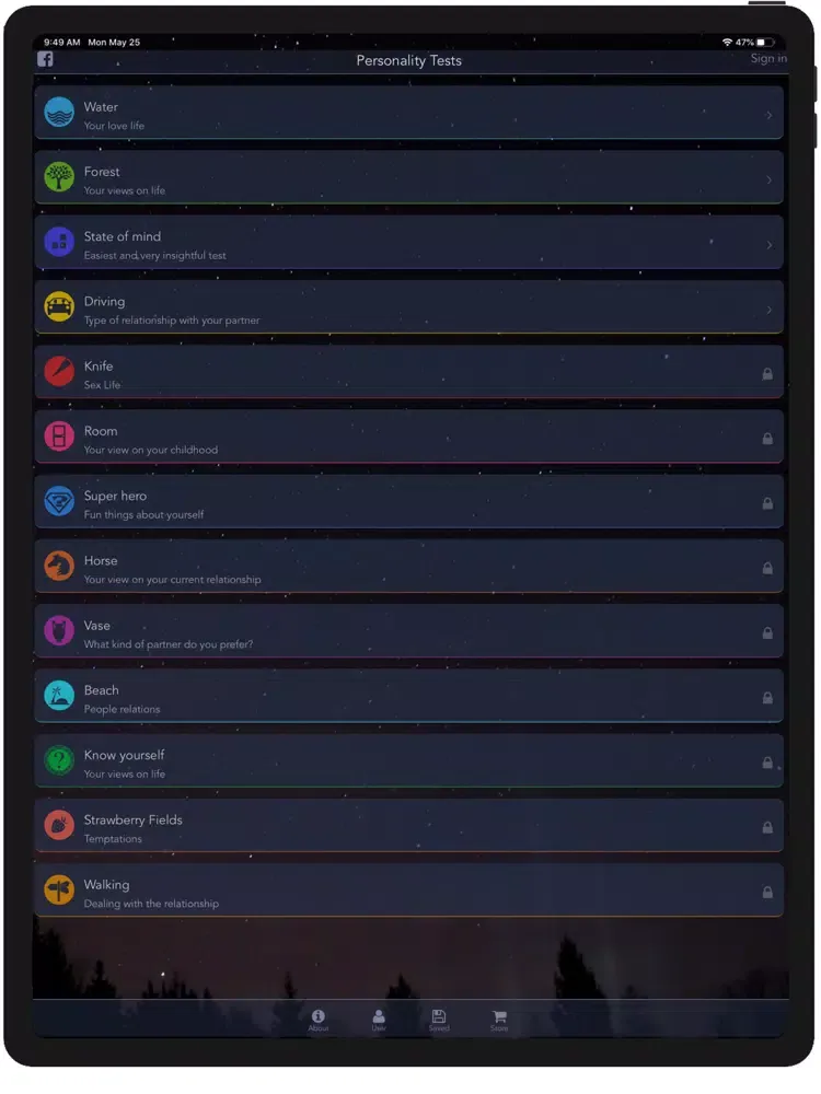 Personality Tests iPad  Screenshots