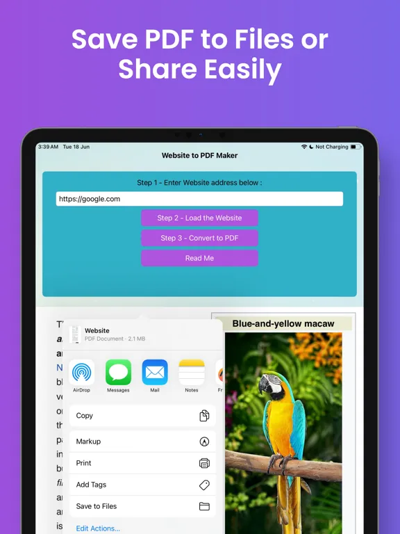 Website to PDF Maker iPad  스크린샷