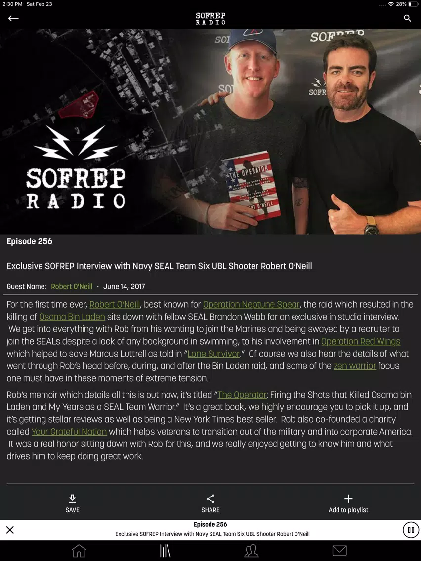 SOFREP Radio iPad  Screenshots