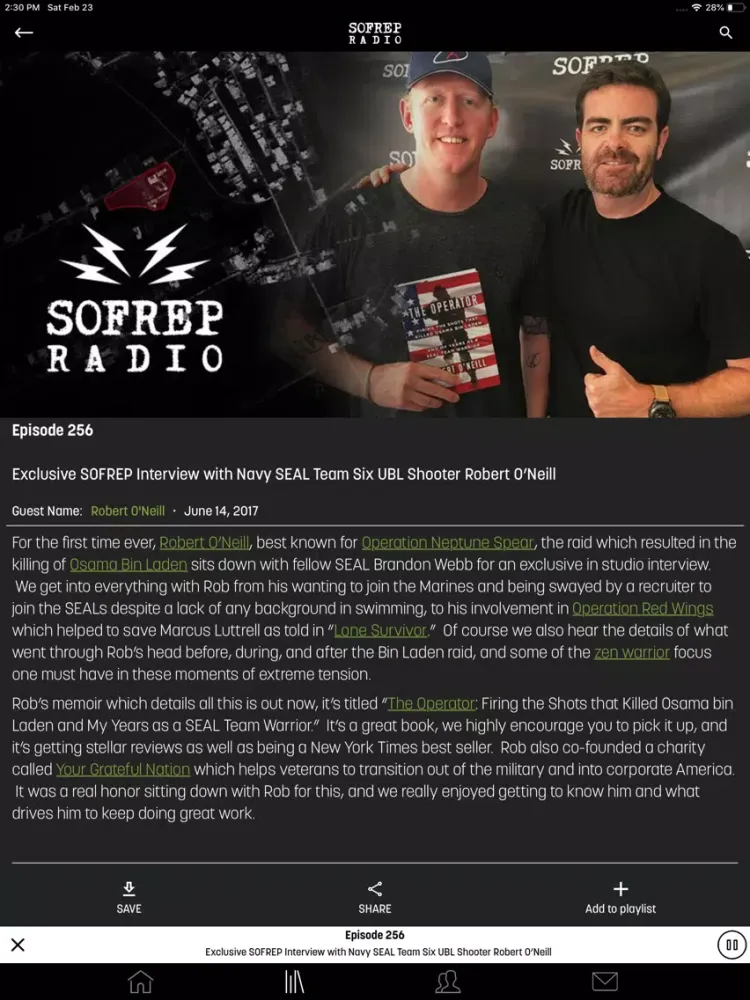 Screenshot di SOFREP Radio iPad 