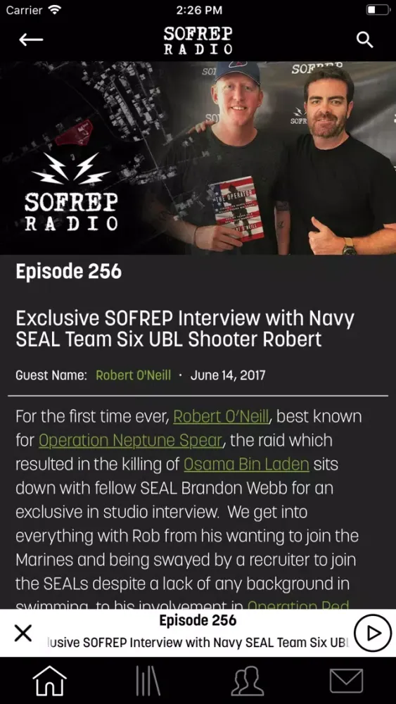Screenshot di SOFREP Radio