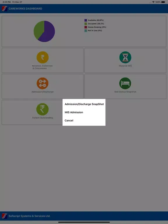 ภาพหน้าจอของ Masina Dashboard iPad 