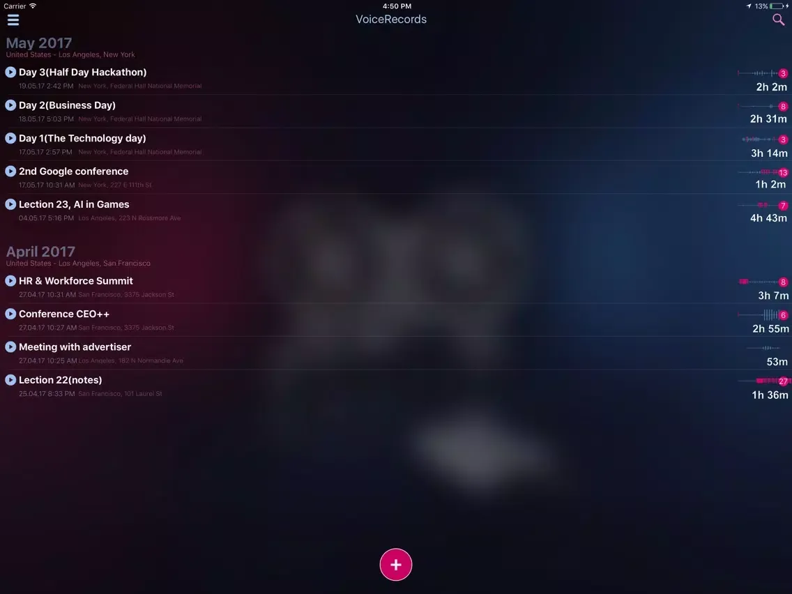 Voice Recorder - Dictaphone, Annotations, Geo iPad  स्क्रीनशॉट