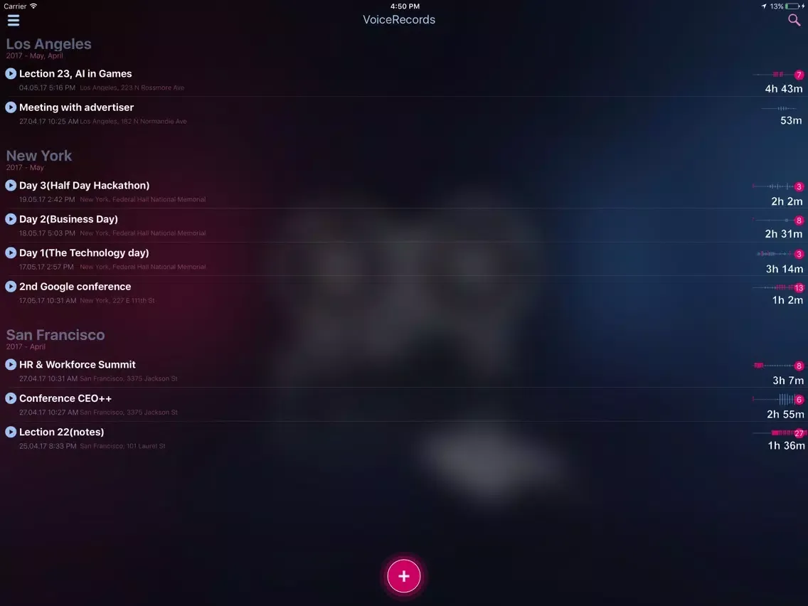 Voice Recorder - Dictaphone, Annotations, Geo iPad  स्क्रीनशॉट