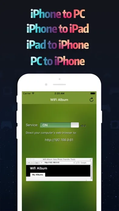 WiFi Album Wireless Transfer Screenshots