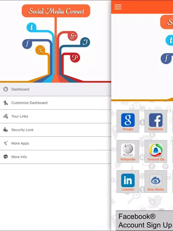 Capturas de pantalla de Social Media Connect iPad 