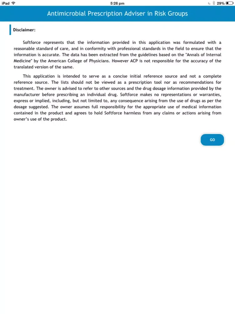 صور Antimicrobial Prescription Adviser in Risk Groups iPad 