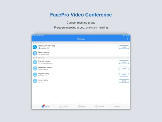 Tangkapan layar FacePro Video Conference iPad 