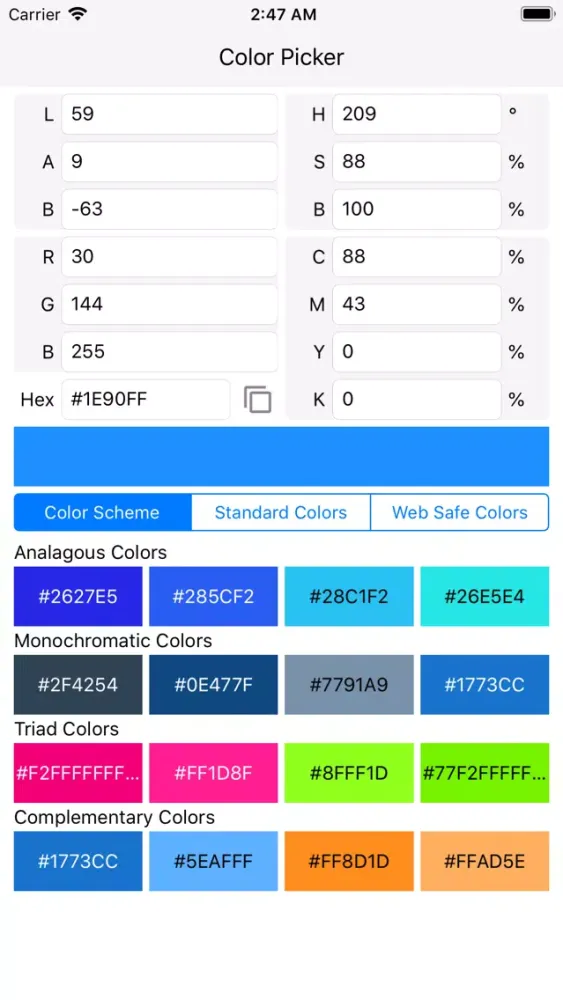 Tangkapan layar Color Preview - No Ads