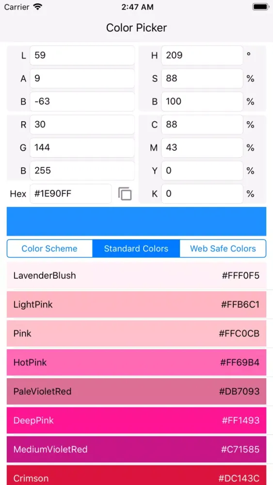 Tangkapan layar Color Preview - No Ads