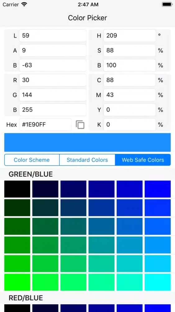 Tangkapan layar Color Preview - No Ads