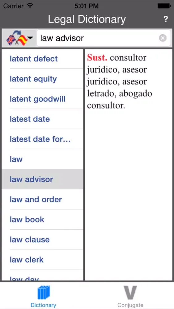 Zrzuty ekranu Spanish-English Legal Dictionary (Offline)