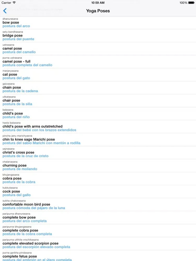English-Spanish Yoga Translator (Offline) iPad  Screenshots