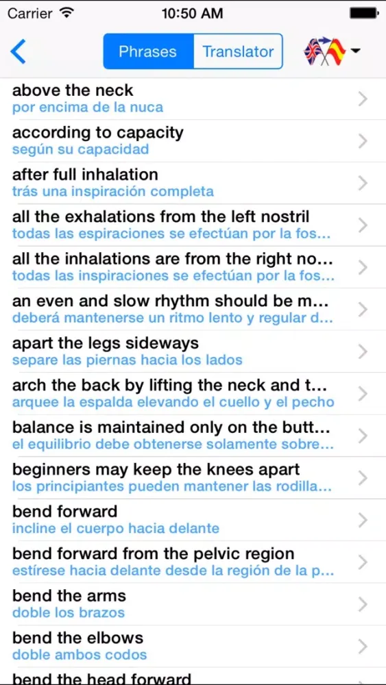 English-Spanish Yoga Translator (Offline) Screenshots