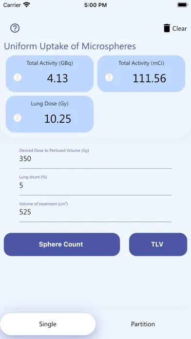 Ảnh chụp màn hình của Cancer Y90 Calculator