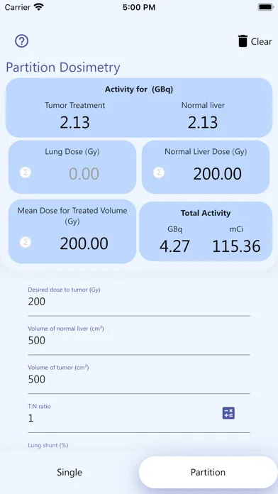 Ảnh chụp màn hình của Cancer Y90 Calculator