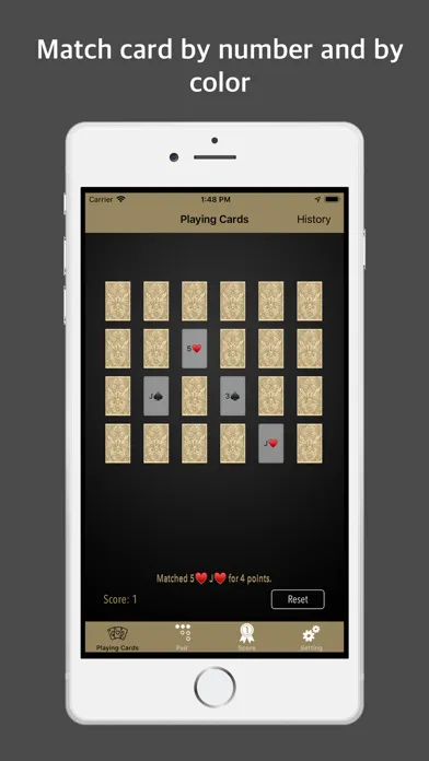 Tangkapan layar Cards and pair - Matchismo