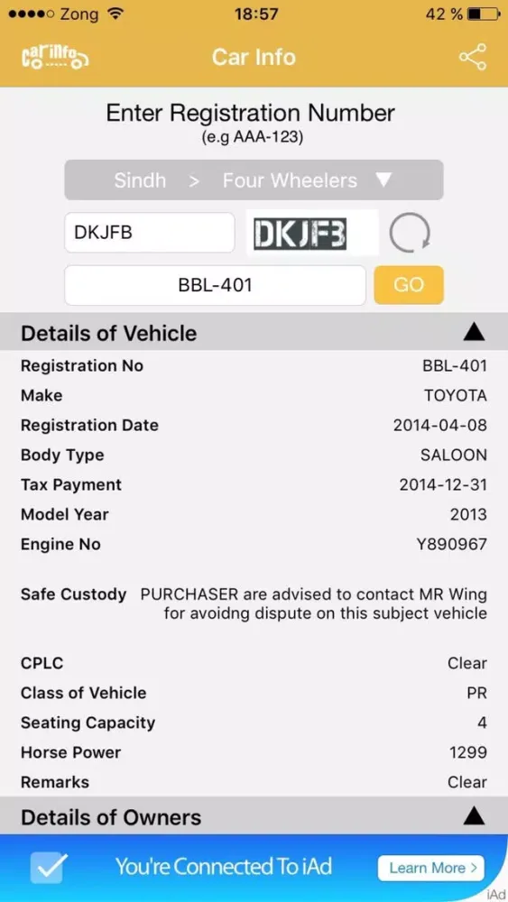 Capturas de pantalla de Car Registration Info