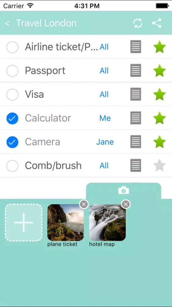 Screenshot di Mint T Bag (Travel packing list)