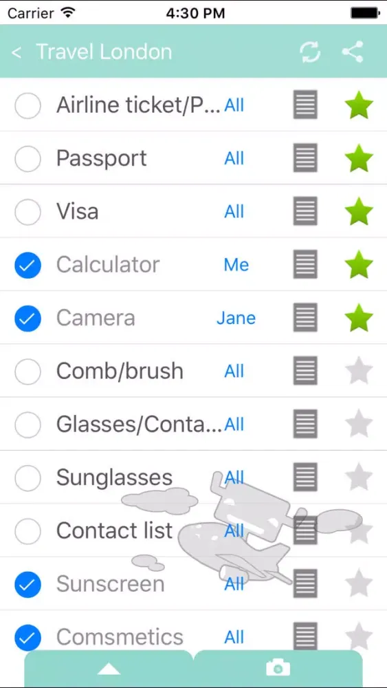 Screenshot di Mint T Bag (Travel packing list)