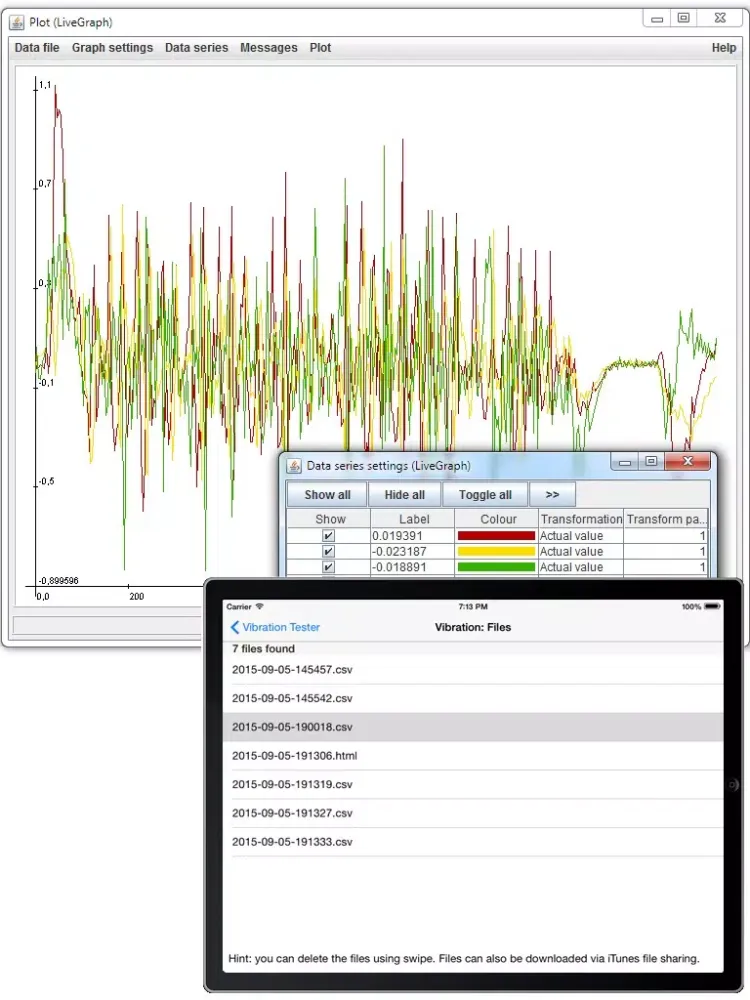 Capturas de tela do Vibration Tester iPad 