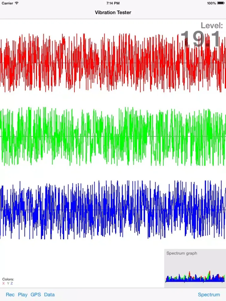 Capturas de tela do Vibration Tester iPad 
