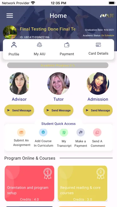 Ảnh chụp màn hình của AIU Mobile Campus