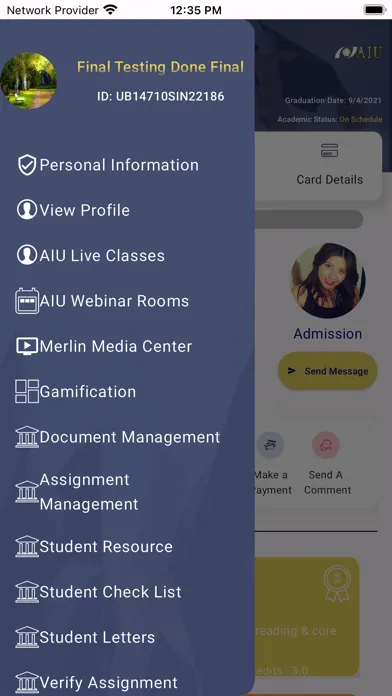 Ảnh chụp màn hình của AIU Mobile Campus
