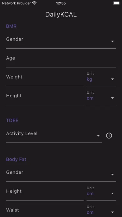 DailyKCAL: TDEE, BMR, Body Fat Screenshots