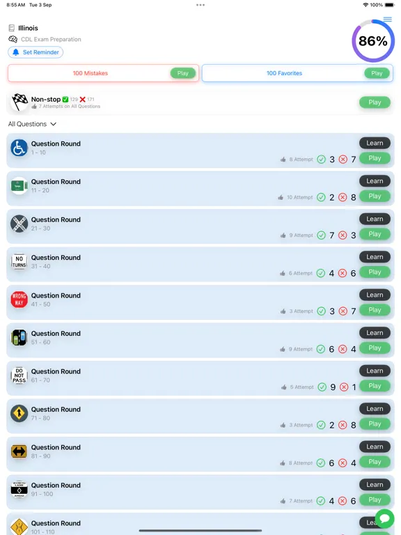 Zrzuty ekranu Illinois CDL Test 2024 iPad 