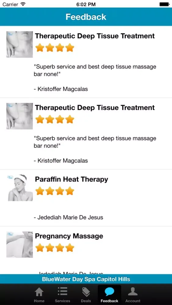 Capturas de tela do BlueWater Day Spa