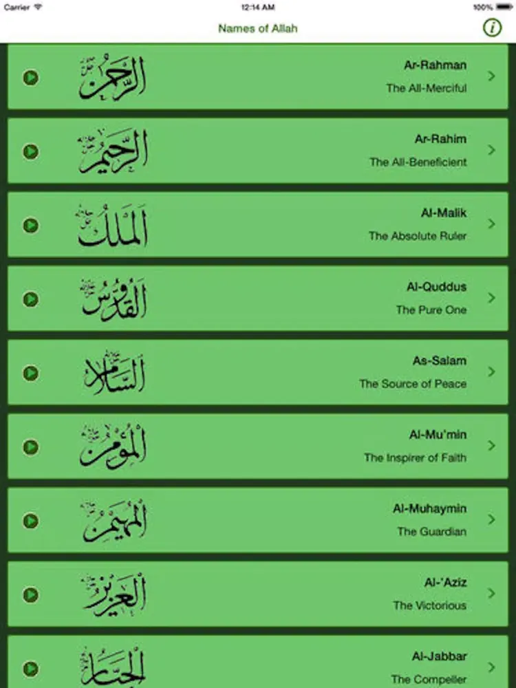 Ảnh chụp màn hình của Names of Allah Pro iPad 