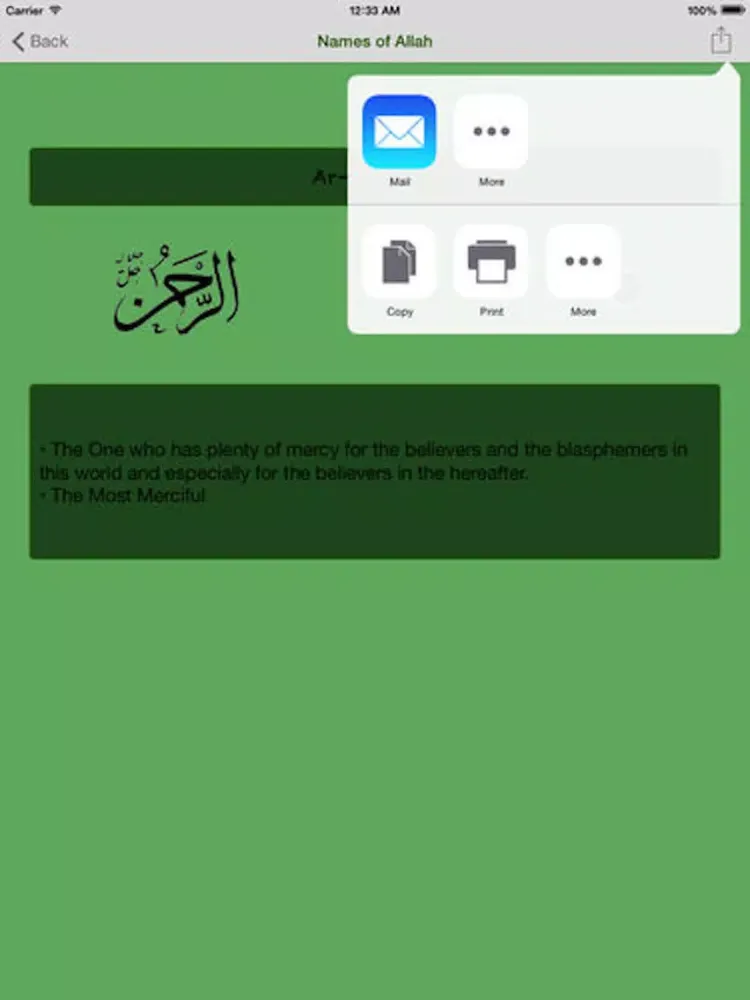 Ảnh chụp màn hình của Names of Allah Pro iPad 