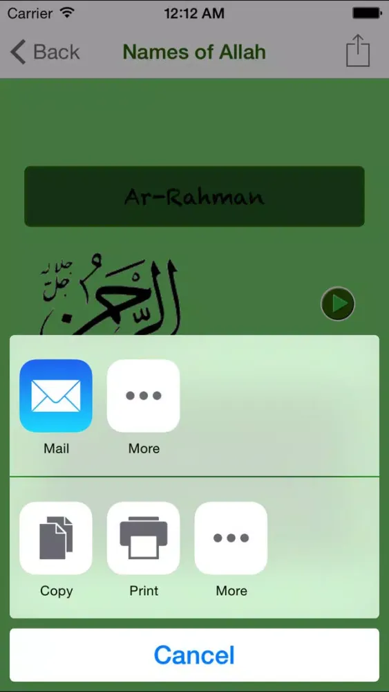 Ảnh chụp màn hình của Names of Allah Pro