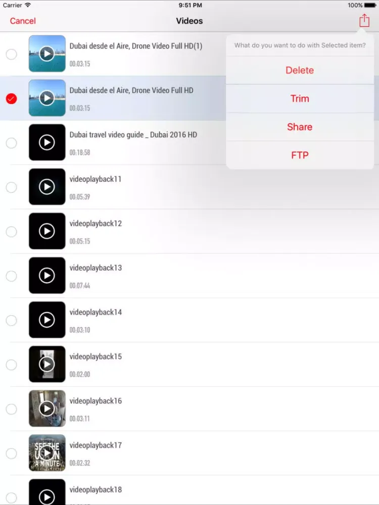 ภาพหน้าจอของ Video Trim & Cut with Sharing & FTP Upload iPad 