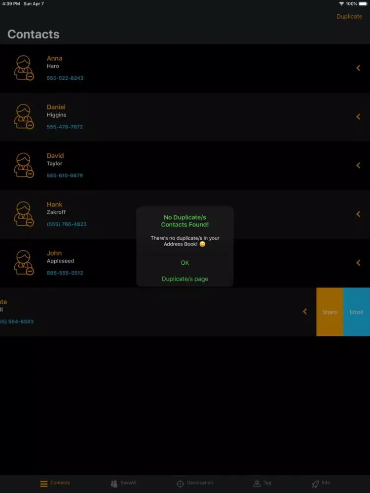 bacKontacts iPad 应用截图